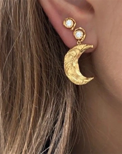  Stine A - Claire De Lune Right Single Øreringe - Guldfarvet